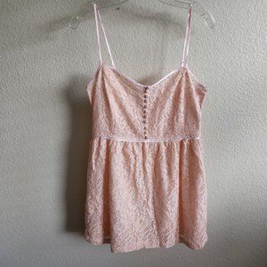 Forever 21 Pink Peach Blush Satin Trim Lace Mini Dress